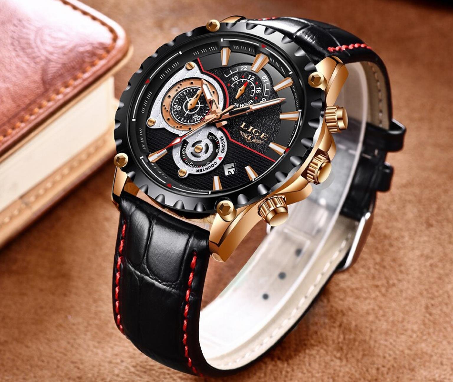 LIGE Original Brand Watch Men Fashion Quartz Military Army Clock Men Watches Top Brand Luxury Leather Waterproof Sport Watch